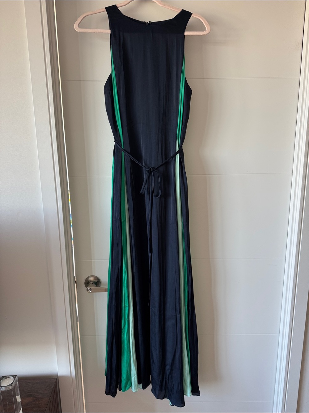 Banana Republic Elegant Navy Maxi Dress with Green Stripe Accents